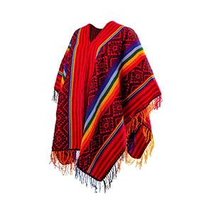 Poncho Tradicional Peruano Arcoíris Con Fibra De Alpaca UNISEX