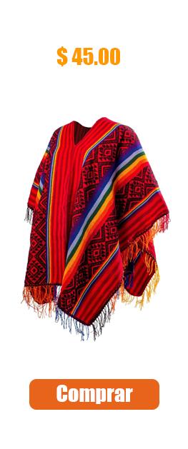 Poncho Tradicional Peruano Arcoíris Con Fibra De Alpaca UNISEX